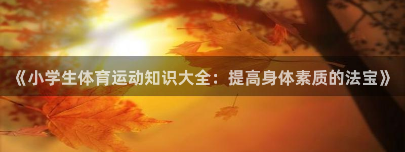 必一运动体育官网：《小学生体育运动知识大全：提高身体素质的法宝》